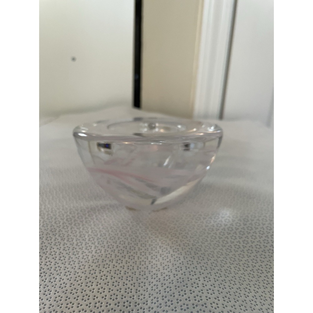 Collectible Kosta Boda Round Glass Bowl/Candle Holder With Kosta Boda Label (s)